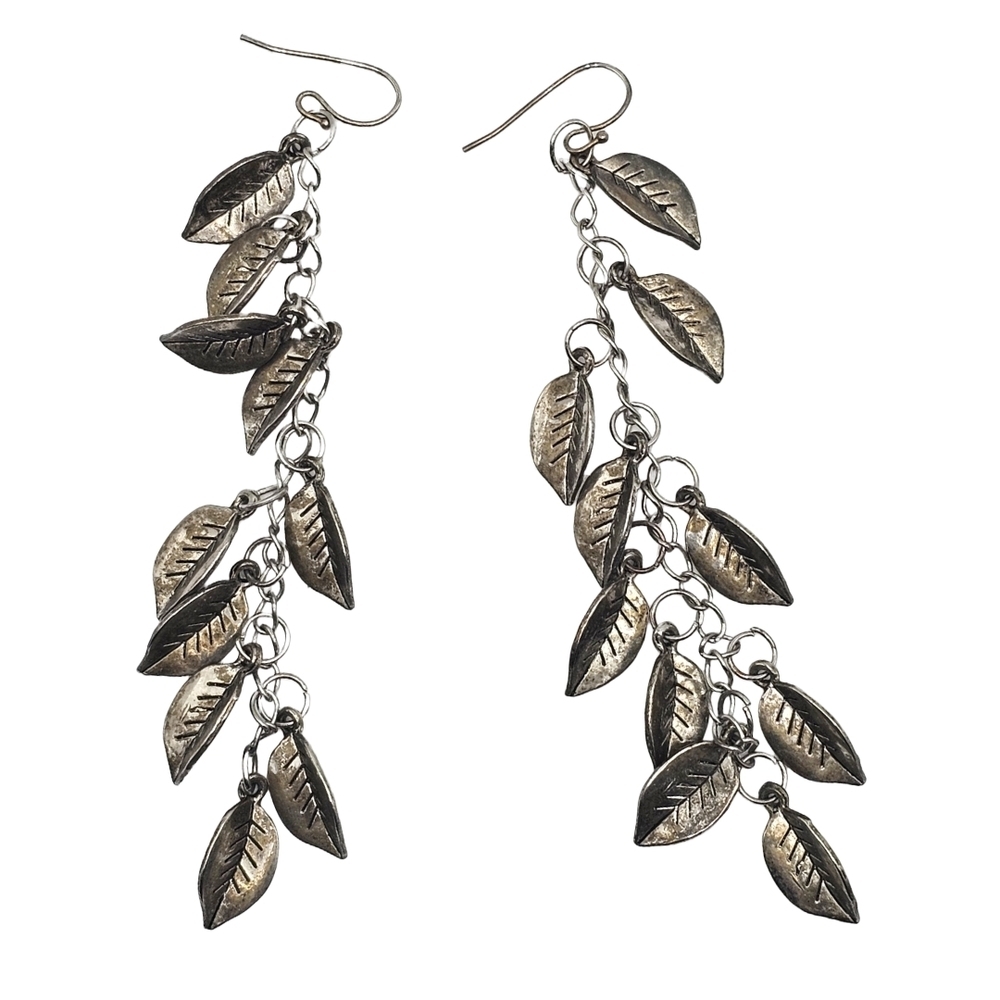 Elegant Silver Leaf Dangle Earrings